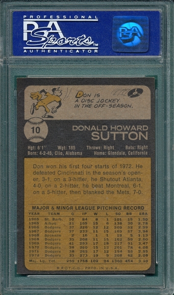 1973 Topps #10 Don Sutton PSA 9