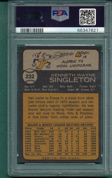 1973 Topps #232 Ken Singleton PSA 9