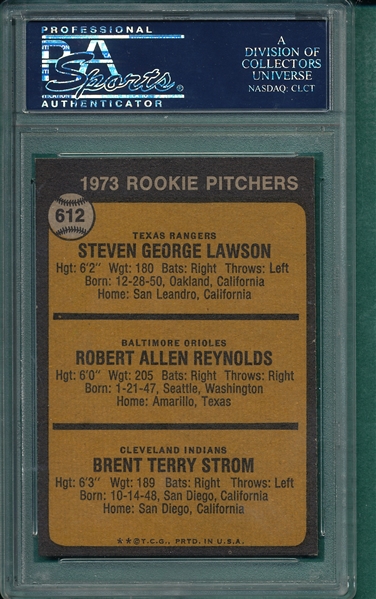 1973 Topps #612 Rookie Pitcher W/ Strom PSA 9