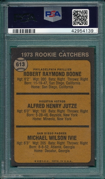 1973 Topps #613 Rookie Catchers W/ Bob Boone PSA 9