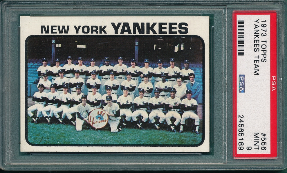 1973 Topps #556 Yankees Team, PSA 9