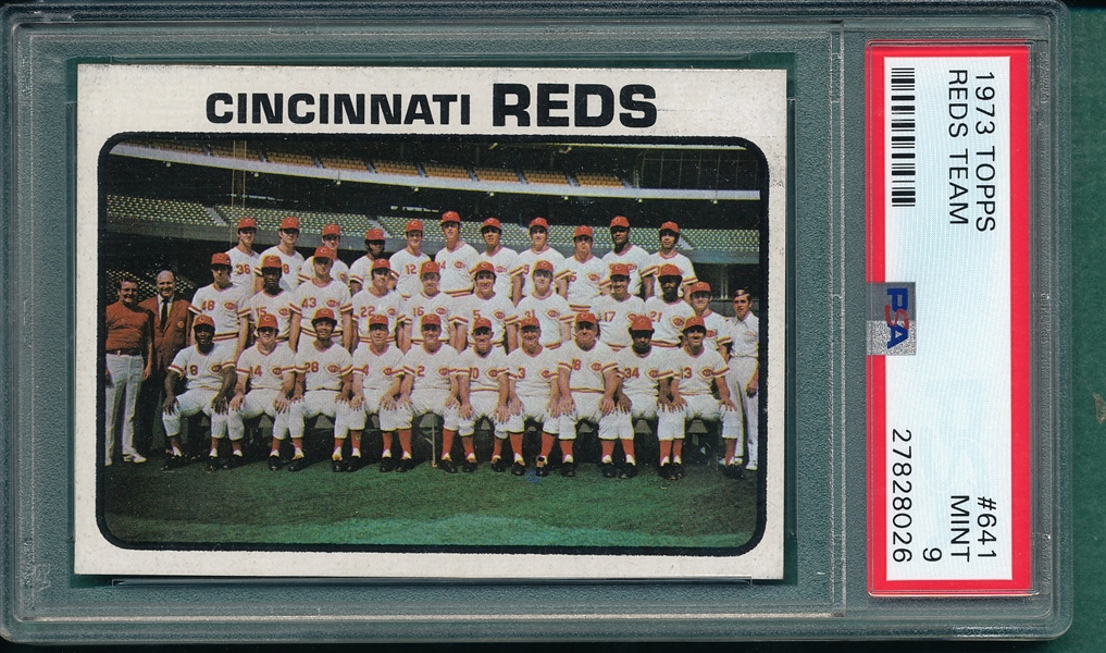 1973 Topps #641 Reds Team, PSA 9