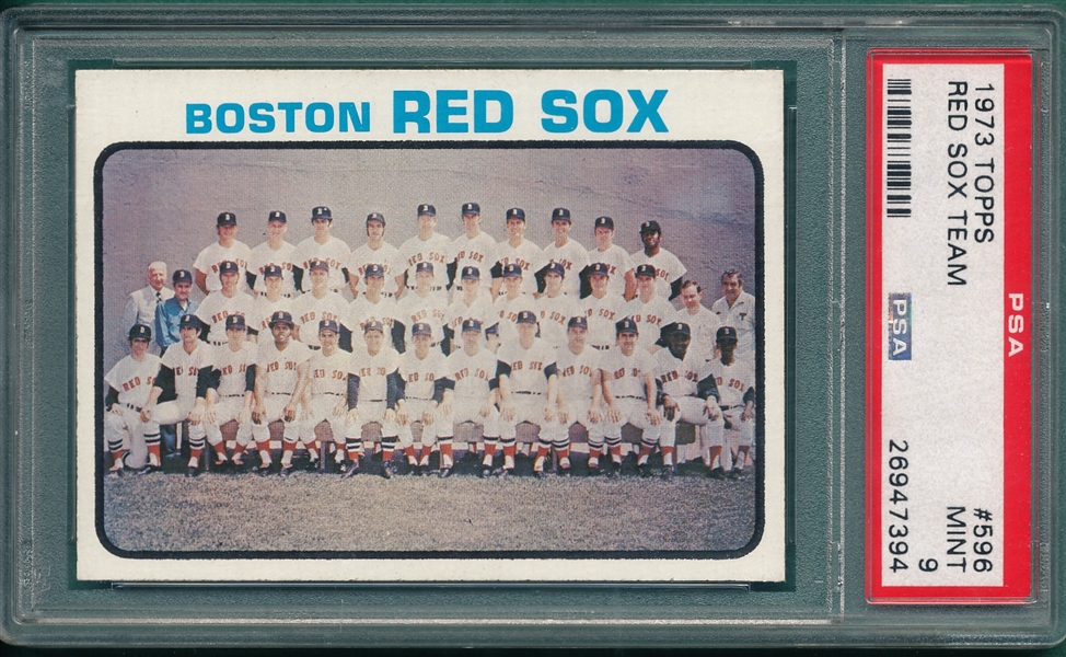 1973 Topps #596 Red Sox Team, PSA 9