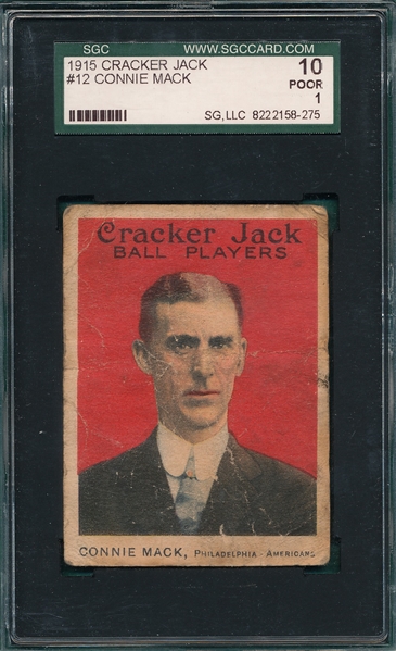 1915 Cracker Jack #12 Connie Mack SGC 10