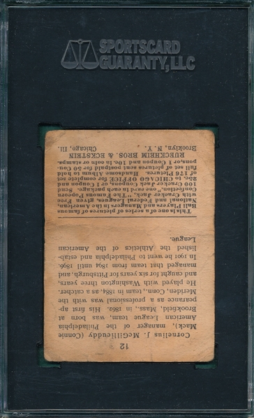 1915 Cracker Jack #12 Connie Mack SGC 10