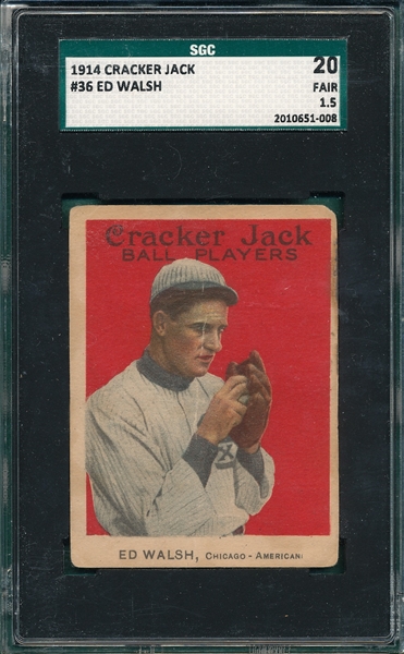 1914 Cracker Jack #36 Ed Walsh SGC 20