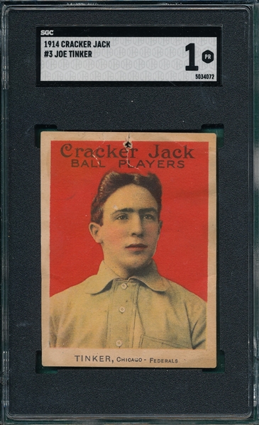 1914 Cracker Jack #3 Joe Tinker SGC 1 *Federal League*