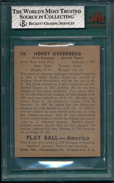 1939 Play Ball #56 Hank Greenberg BVG 4