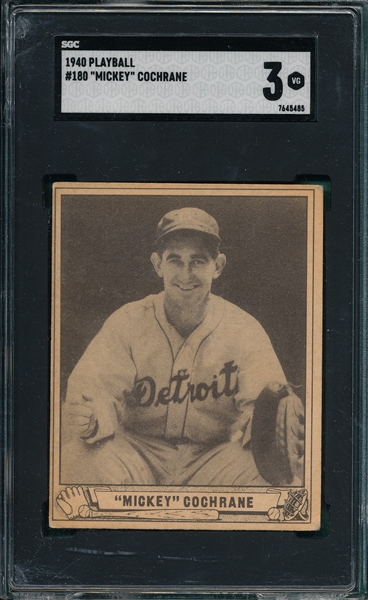 1940 Play Ball #180 Mickey Cochrane SGC 3