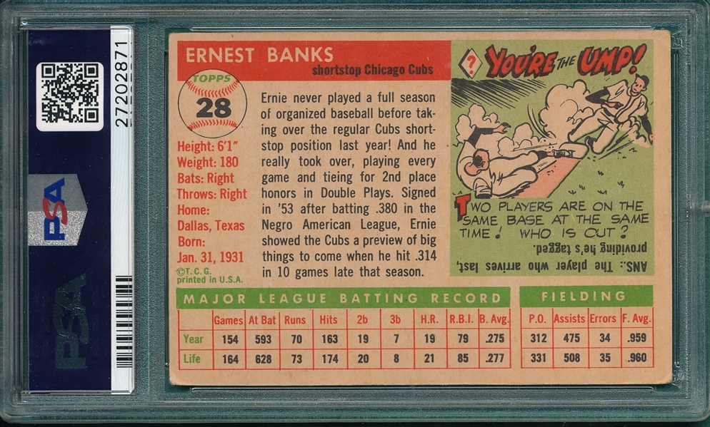 1955 Topps #28 Ernie Banks PSA 3.5