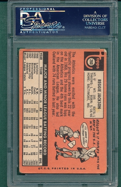 1969 Topps #260 Reggie Jackson PSA 2 *Rookie*