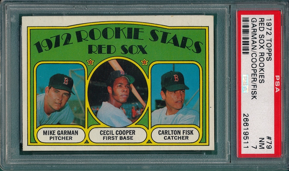 1972 Topps #79 Red Sox Rookies W/ Fisk, PSA 7 *Rookie*