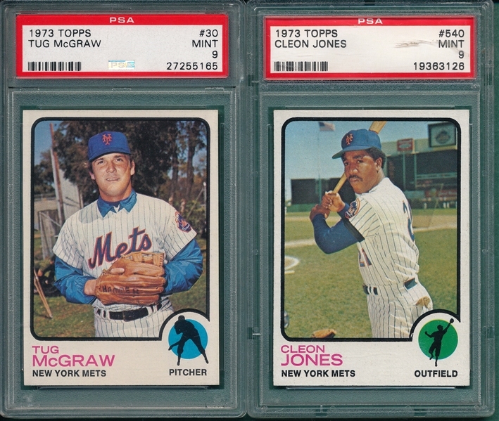 1973 Topps #30 Tug McGraw & #540 Jones, Lot of (2), PSA 9