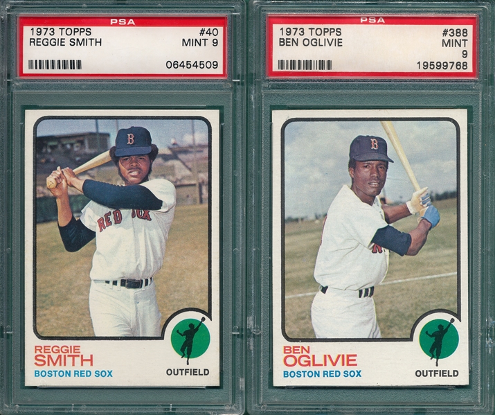 1973 Topps #40 Reggie Smith & #388 Oglivie, Lot of (2), PSA 9