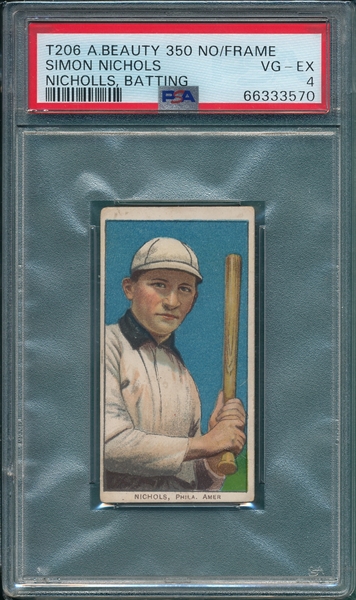 1909-1911 T206 Nichols, Batting, American Beauty Cigarettes PSA 4