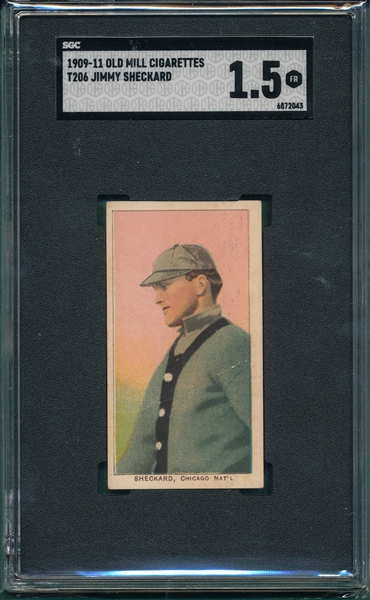 1909-1911 T206 Sheckard, Pink, Old Mill Cigarettes SGC 1.5