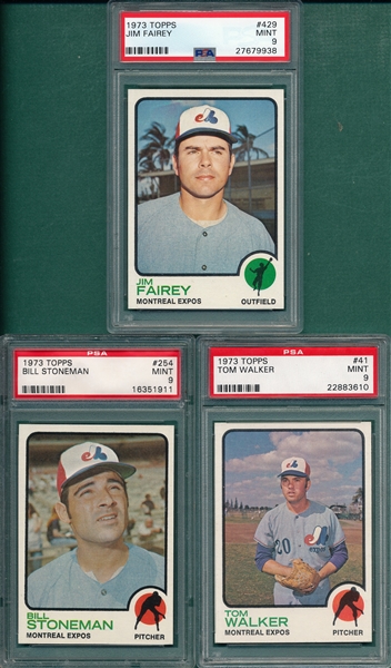 1973 Topps #41, #254 & #429, Lot of (3), PSA 9