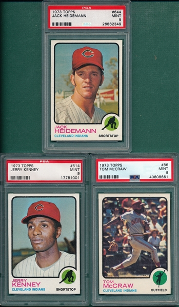 1973 Topps #86, #514 & #644, Lot of (3), PSA 9