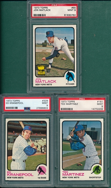 1973 Topps #55, #161 & #329, Lot of (3), PSA 9