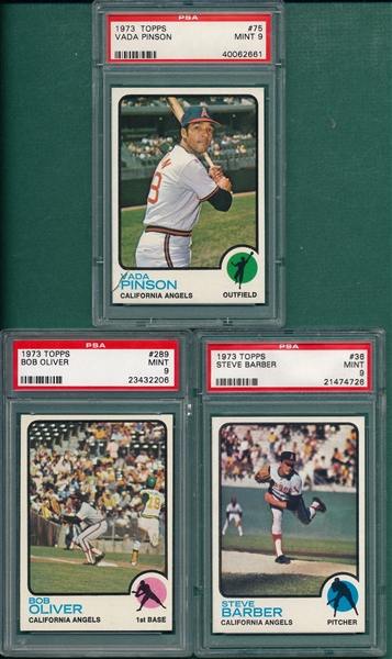 1973 Topps #36, #75 & #289, Lot of (3), PSA 9