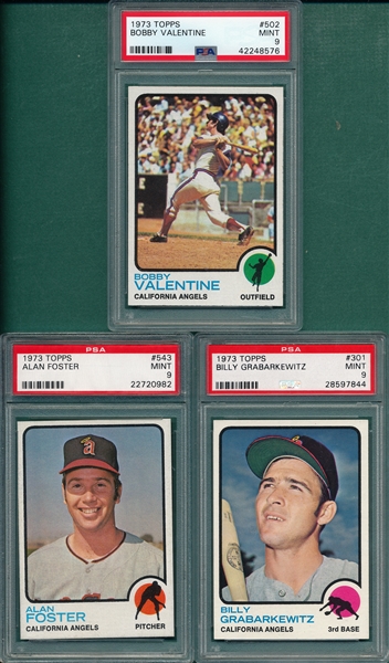 1973 Topps #301, #502 & #543, Lot of (3), PSA 9