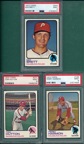 1973 Topps #166, #271 & #444, Lot of (3), PSA 9