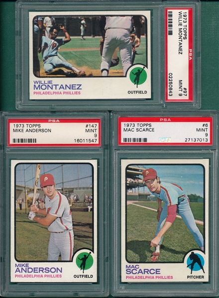 1973 Topps #6, #97 & #147, Lot of (3), PSA 9