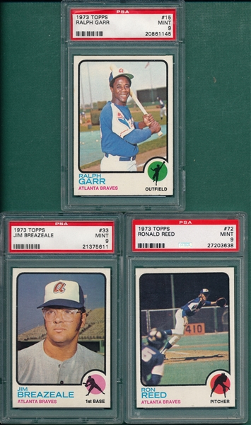 1973 Topps #15, #33 & #72, Lot of (3), PSA 9