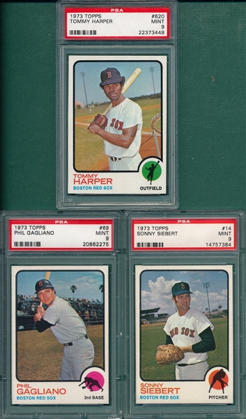 1973 Topps #14, 69 & #620, Lot of (3), PSA 9