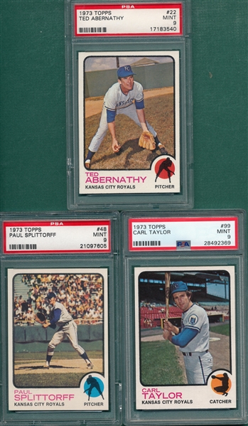 1973 Topps #22, #48 & #99, Lot of (3), PSA 9