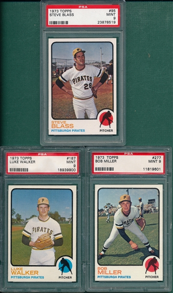 1973 Topps #95, #187 & #277, Lot of (3), PSA 9