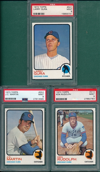 1973 Topps #414, #501, & #552, Lot of (3), PSA 9