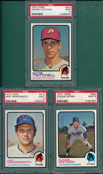 1973 Topps #227, #490 & #515, Lot of (3), PSA 9