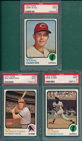 1973 Topps #333, #422 & #533, Lot of (3), PSA 9