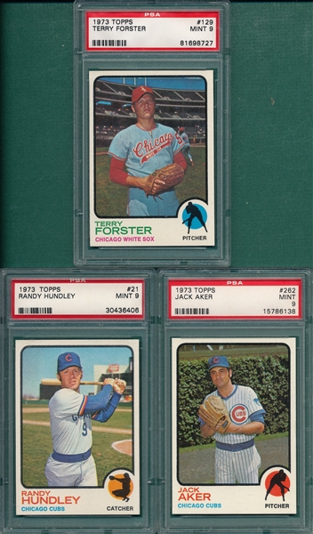 1973 Topps #21, #129 & #262, Lot of (3), PSA 9