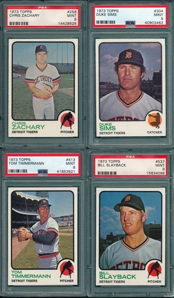 1973 Topps Lot of (4) W/ #537 Slayback PSA 9