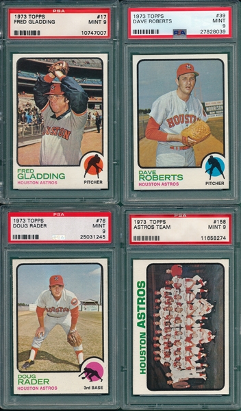 1973 Topps Lot of (4) W/ #158 Astros Team PSA 9