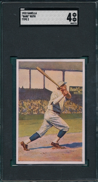 1932 Sanella Babe Ruth, Type 2, SGC 4 *Presents Better*