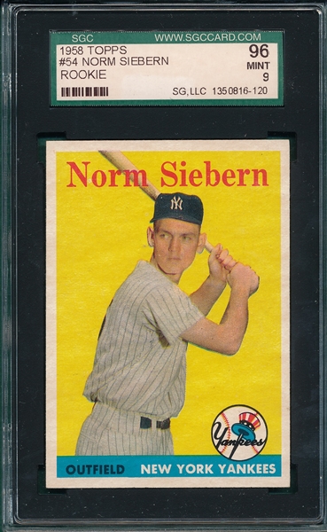 1958 Topps #54 Norm Siebern SGC 96