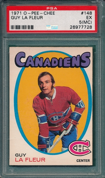 1971 O-Pee-Chee #148 Guy LaFleur PSA 5 (MC) *Rookie*