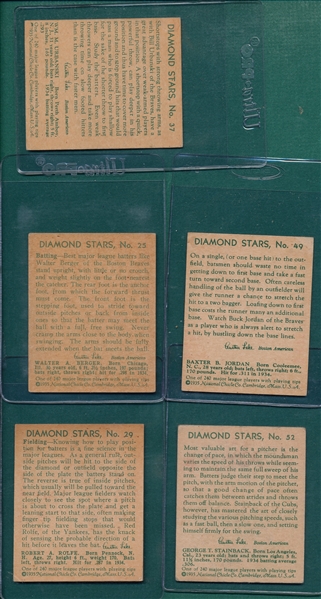 1934-36 Diamond Stars Lot of (5) W/ #29 Rolfe