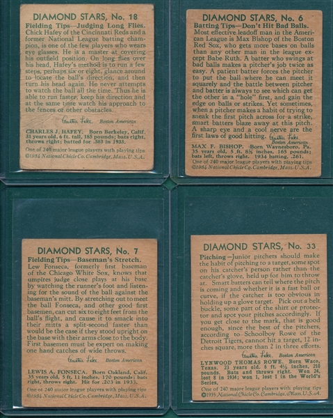 1934-36 Diamond Stars Lot of (8) W/ #18 Hafey