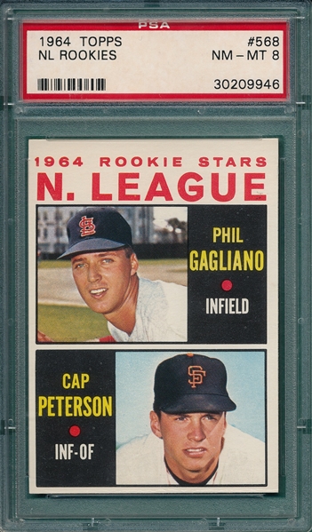 1964 Topps #568 NL Rookies W/ Gagliano PSA 8 