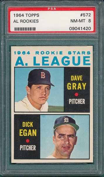 1964 Topps #572 AL Rookies W/ Gray PSA 8 