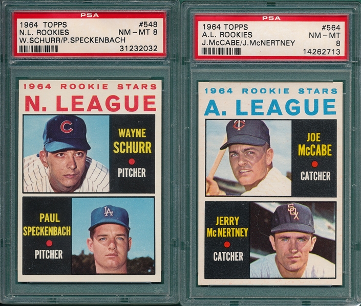 1964 Topps Rookies #548 & #564, Lot of (2) PSA 8 