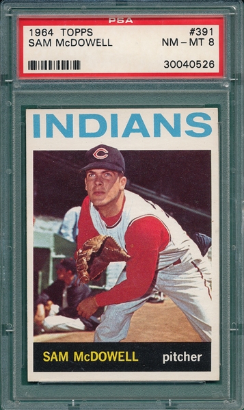 1964 Topps #391 Sam McDowell PSA 8 