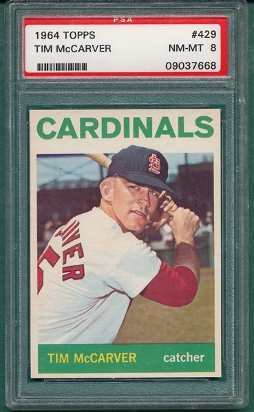 1964 Topps #429 Tim McCarver PSA 8 