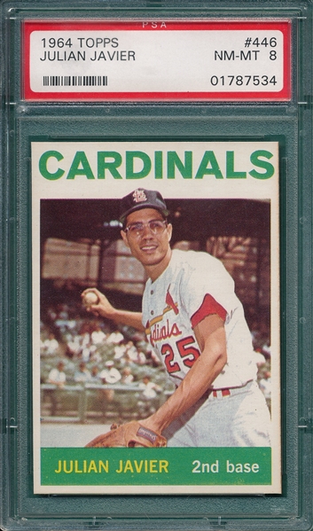 1964 Topps #446 Julian Javier PSA 8 