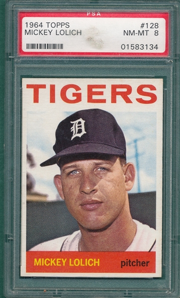 1964 Topps #128 Mickey Lolich PSA 8 