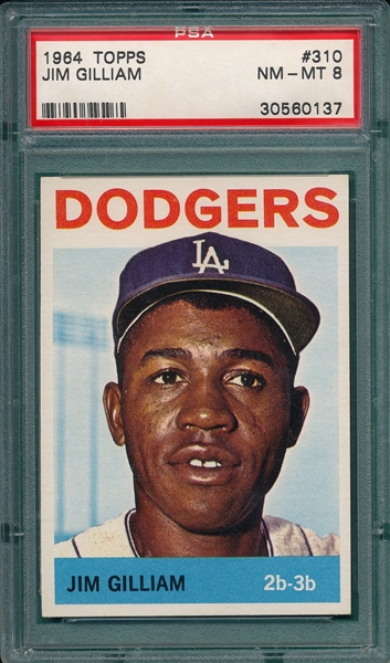 1964 Topps #310 Jim Gilliam PSA 8 